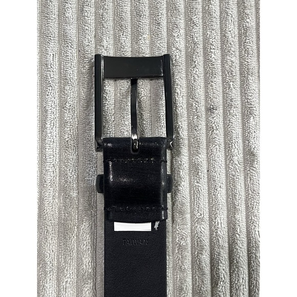 Belt Mens Black Full Grain Italian Leather 38/95 #1218 Brushed Nickel Buckle - Picture 4 of 4